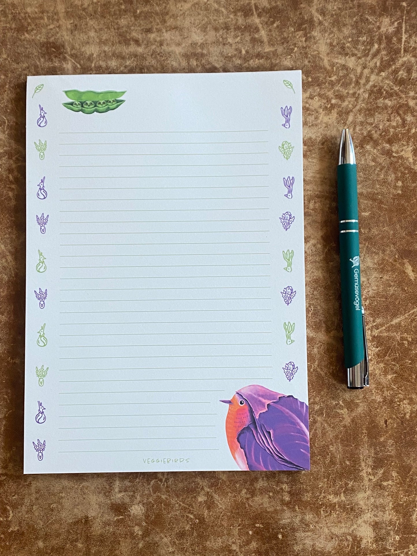 Gemüsevögel veggiebirds notizbuch din-a5_rotköhlchen