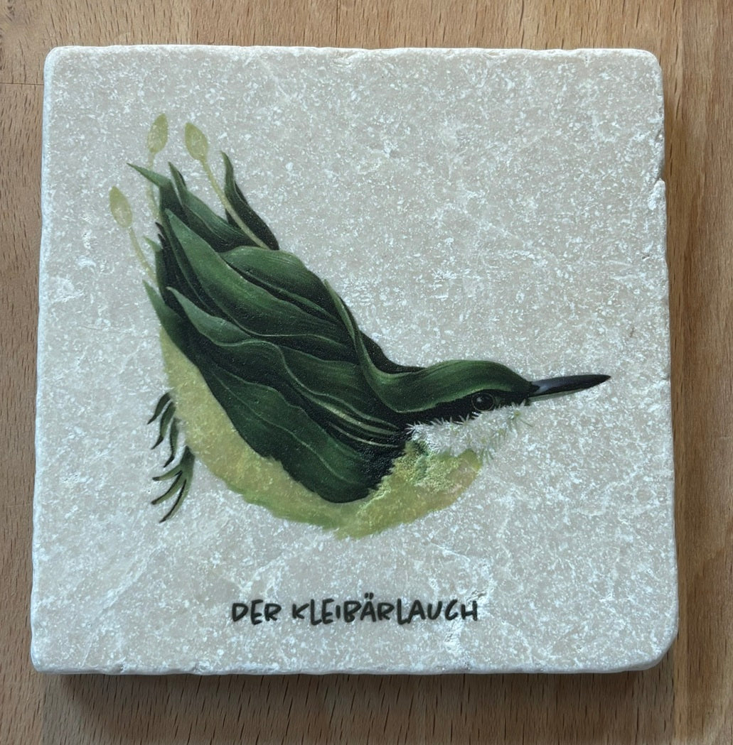 Gemüsevögel Fliesen-Untersetzer aus Naturstein