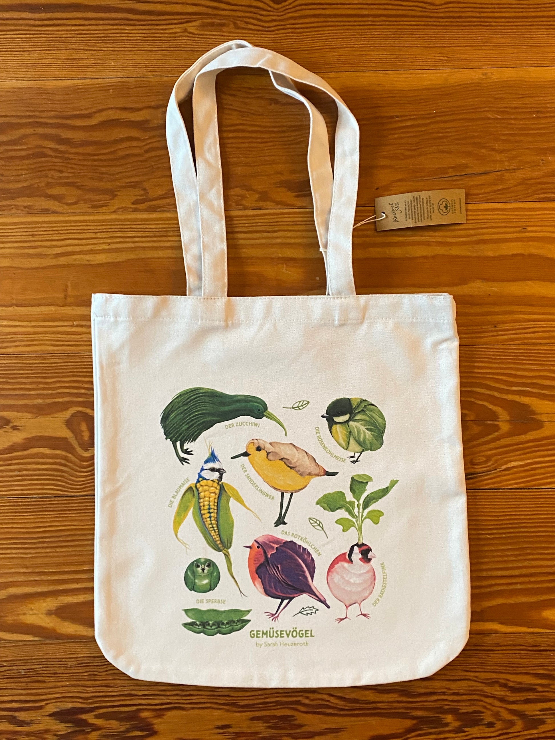 Einkaufstasche Tragetasche Gemüsevögel veggiebirds Tasche Collage RK