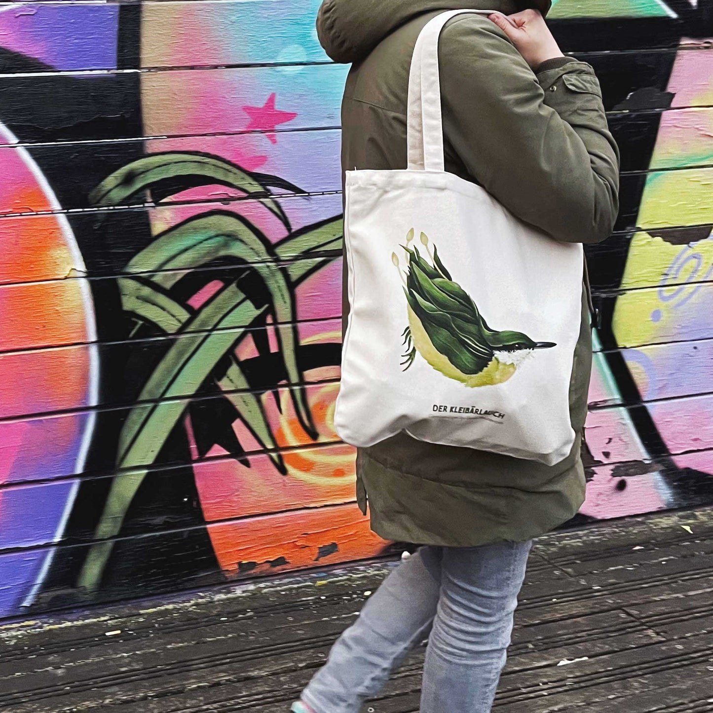 Einkaufstasche Tragetasche Gemüsevögel vegioebirds Tasche Kleiberlauch Beispiel