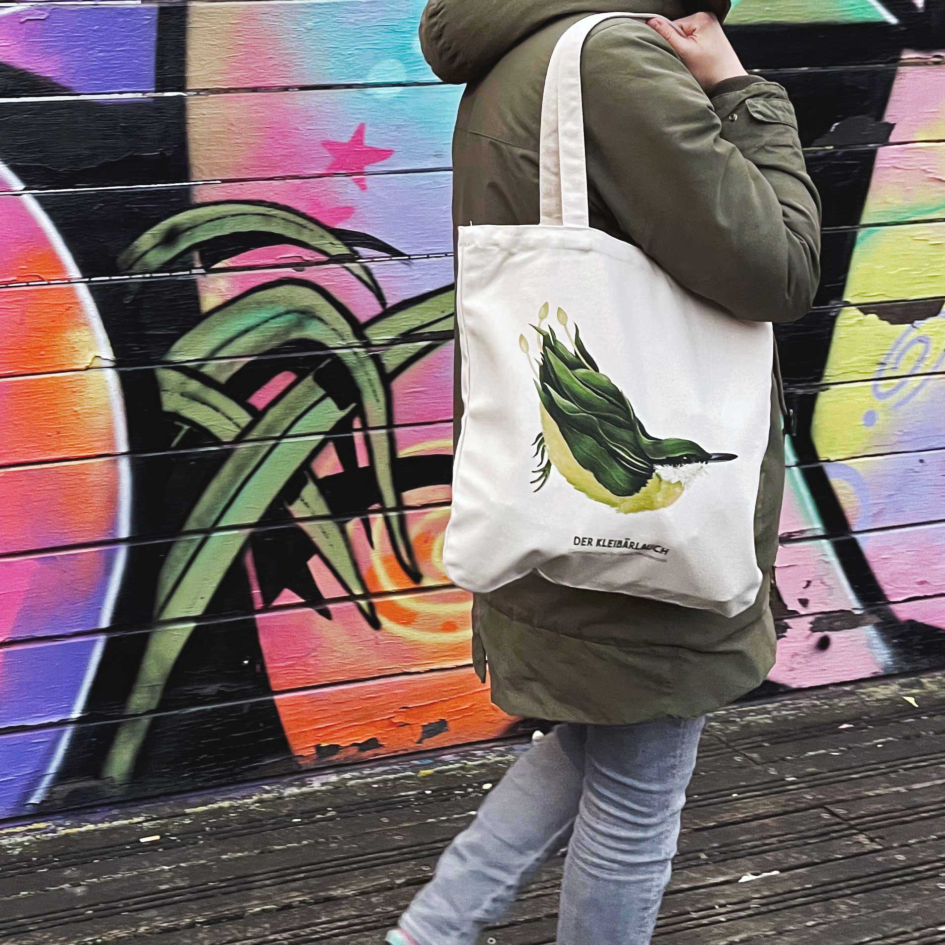 Einkaufstasche Tragetasche Gemüsevögel vegioebirds Tasche Kleiberlauch Beispiel