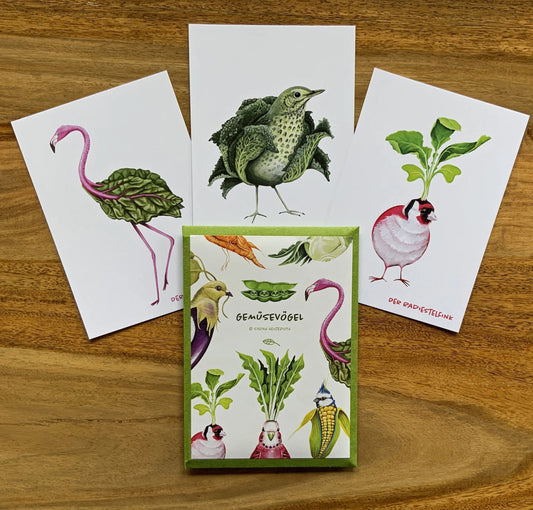 Postkarten Sets - Gemüsevögel