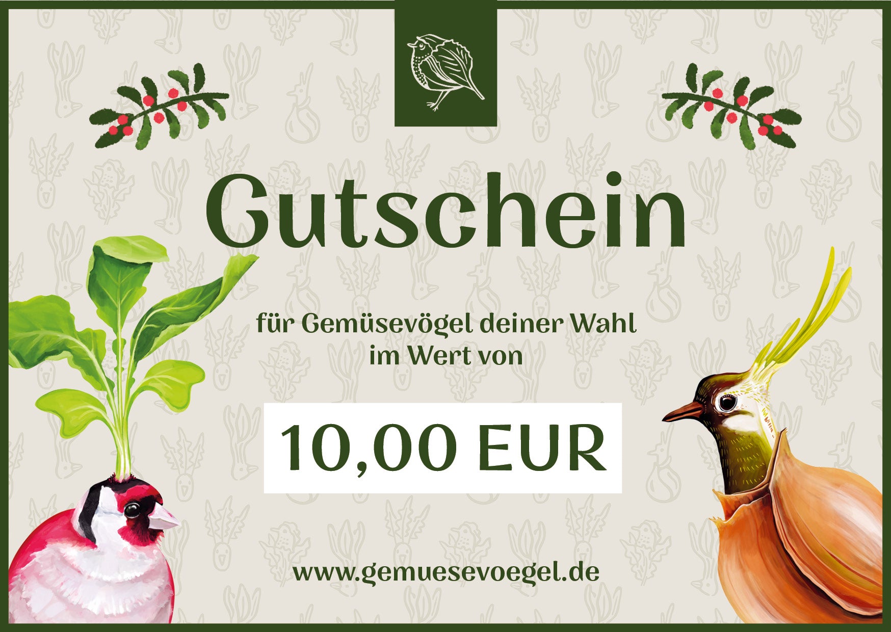Gemüsevögel veggiebirds Gutschein Geschenkgutschein 10€