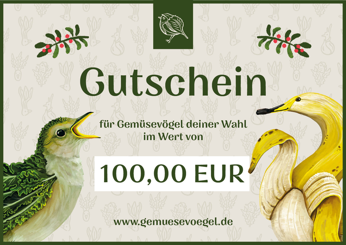 Gemüsevögel veggiebirds Gutschein Geschenkgutschein 100€