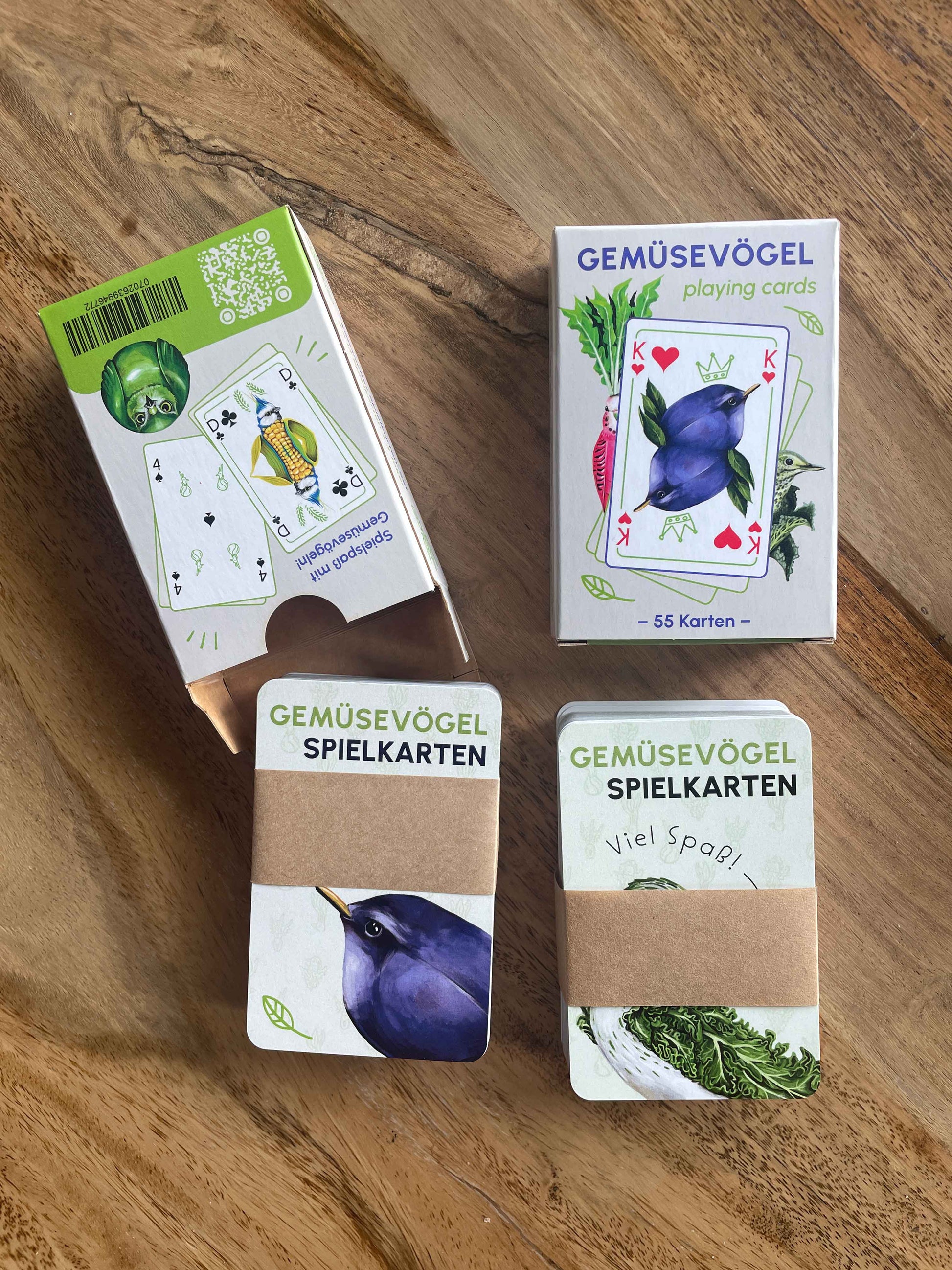Gemüsevögel veggiebirds Spielkarten 110er (Rommé/Canasta) 