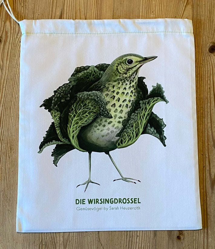 Gemüsebeutel Obstbeutel Gemüsevögel veggiebird Wirsingdrossel