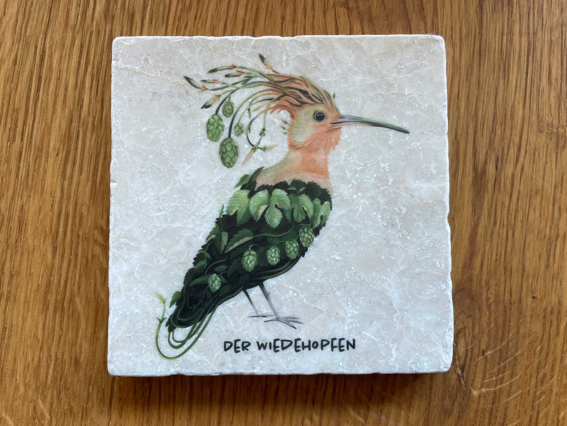Gemüsevögel veggiebirds Fliesen-Untersetzer aus Naturstein Wiedehopfen