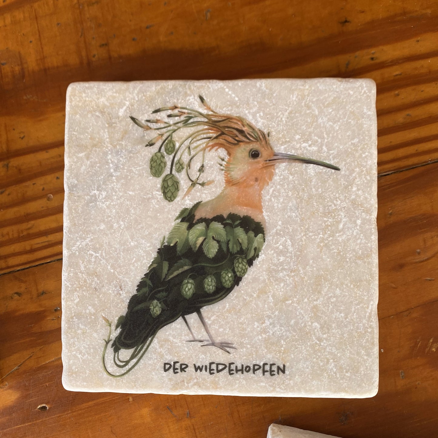 Gemüsevögel veggiebirds Fliesen-Untersetzer aus Naturstein Wiedehopfen