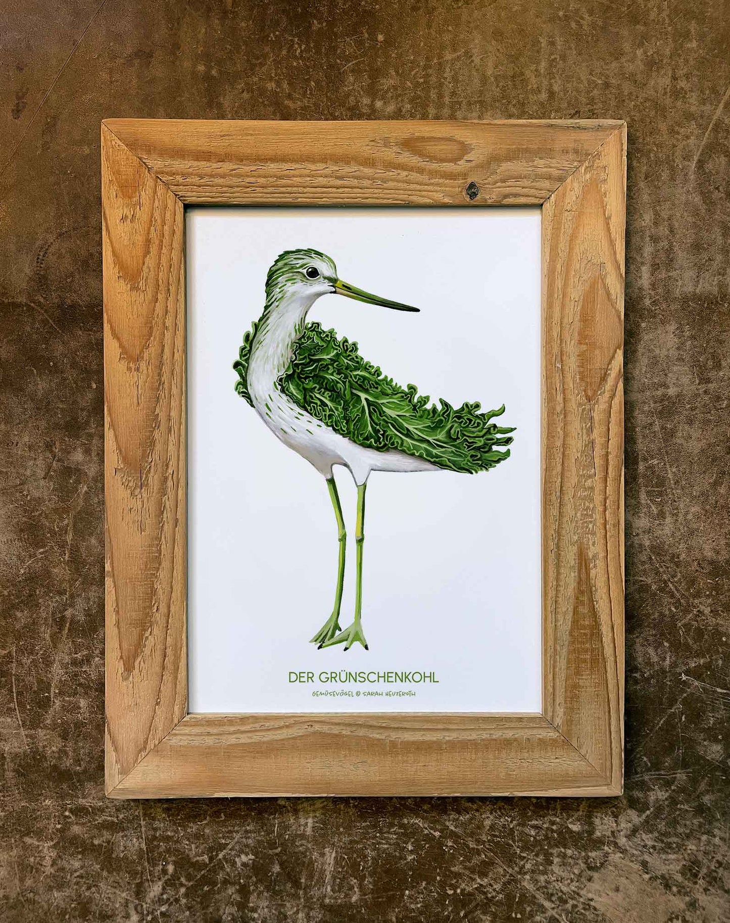 Gemüsevögel veggiebirds Kunstdruck / Poster in DIN A4 Gruenschenkohl