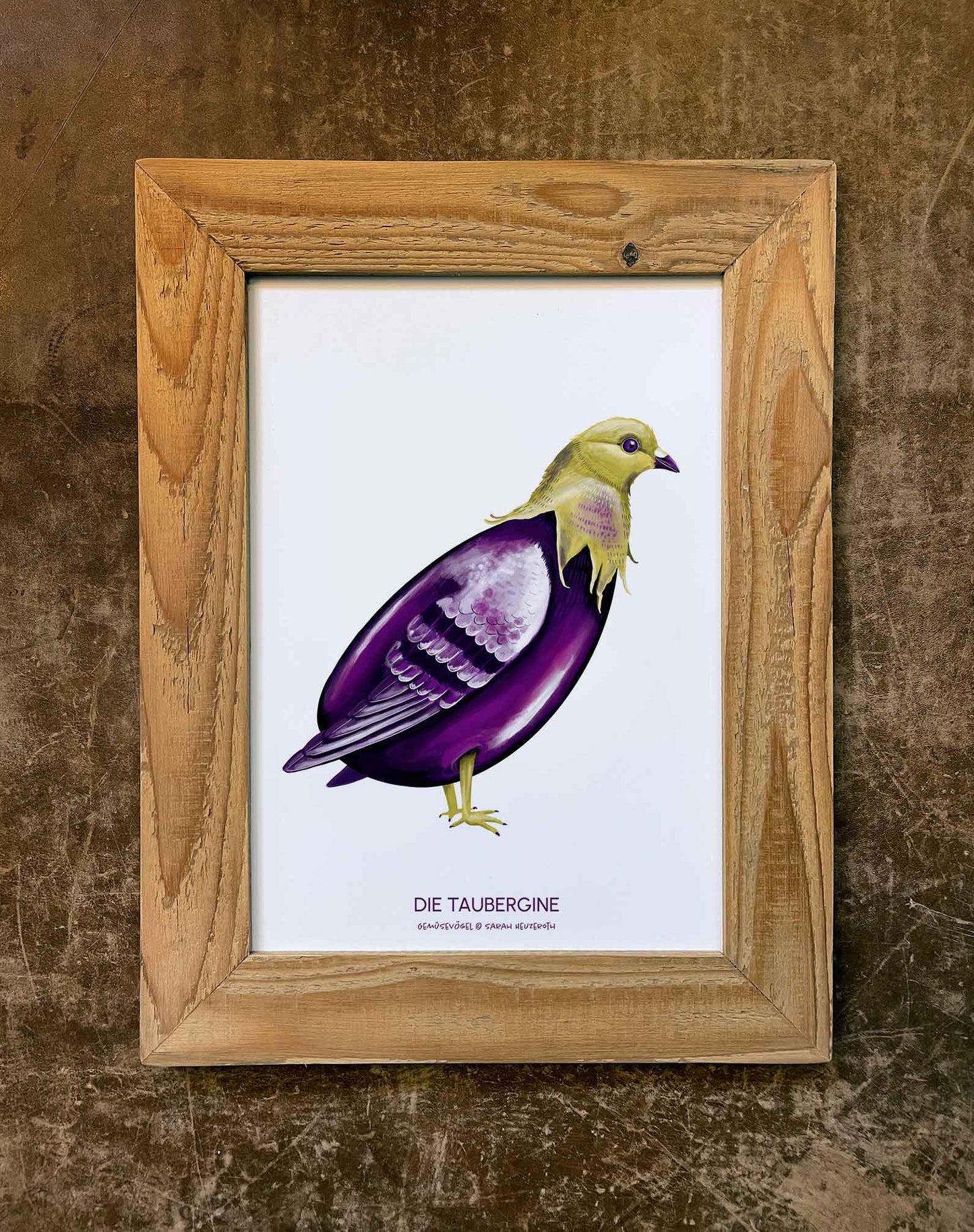 Gemüsevögel veggiebirds Kunstdruck / Poster in DIN A4 Taubergine