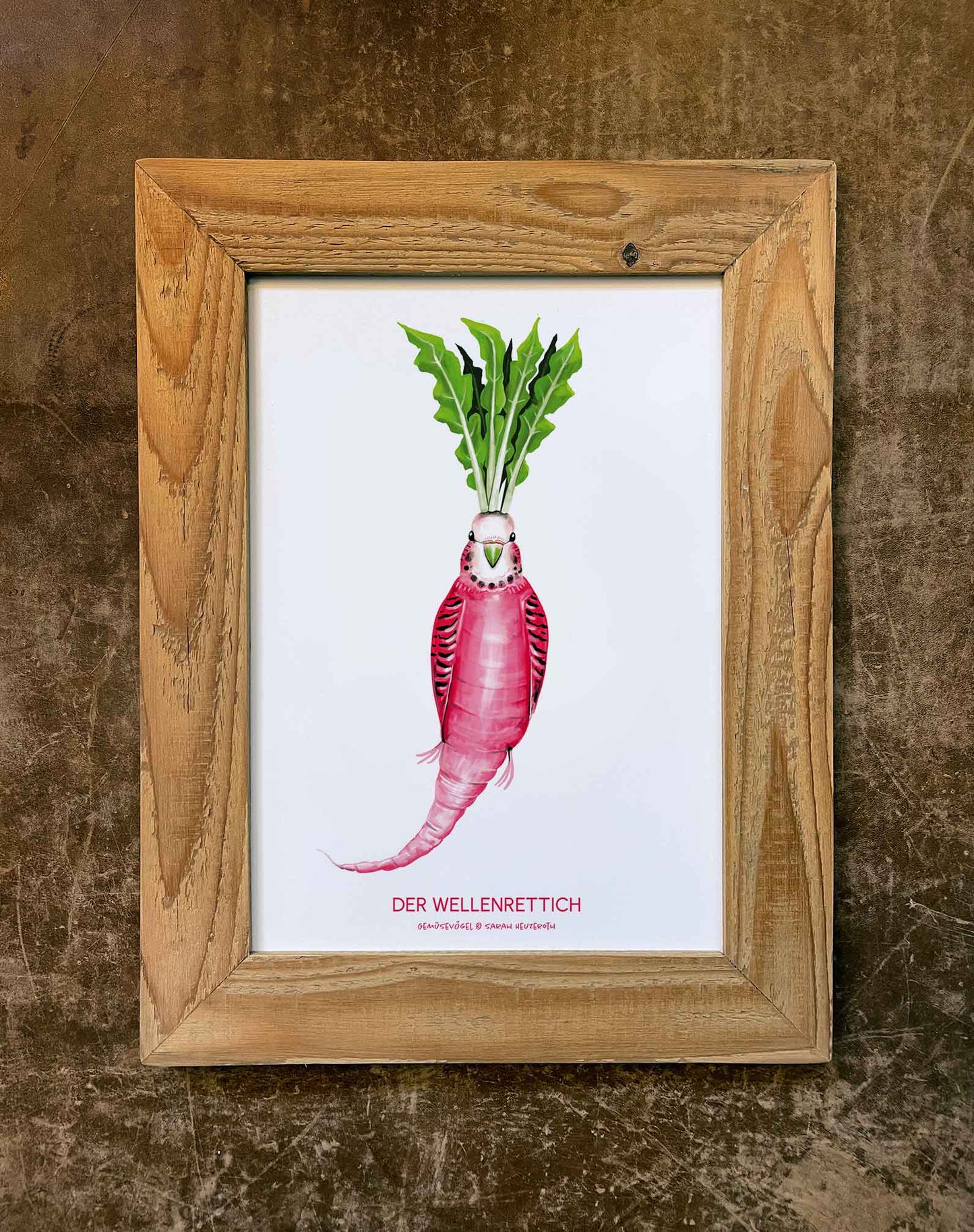 Gemüsevögel veggiebirds Kunstdruck / Poster in DIN A4 Wellenrettich