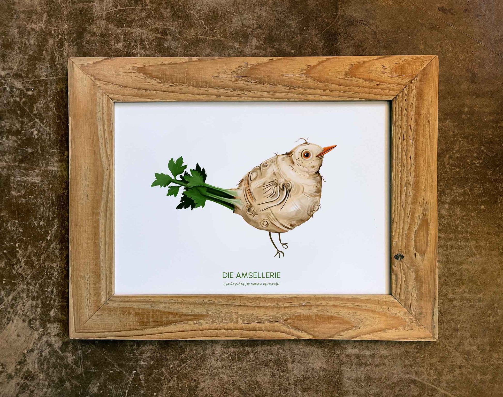 Gemüsevögel veggiebirds Kunstdruck / Poster in Din A4 Amsellerie