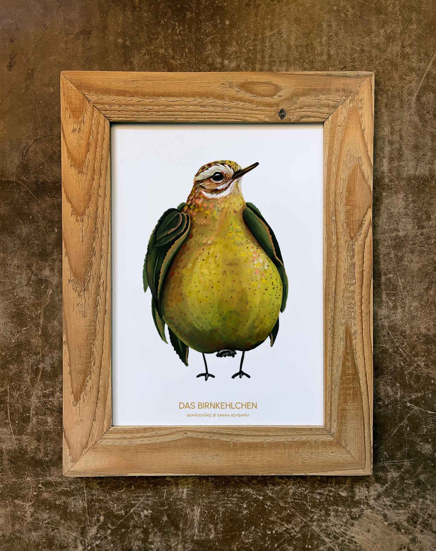Gemüsevögel veggiebirds Kunstdruck / Poster in Din A4 Birnkehlchen