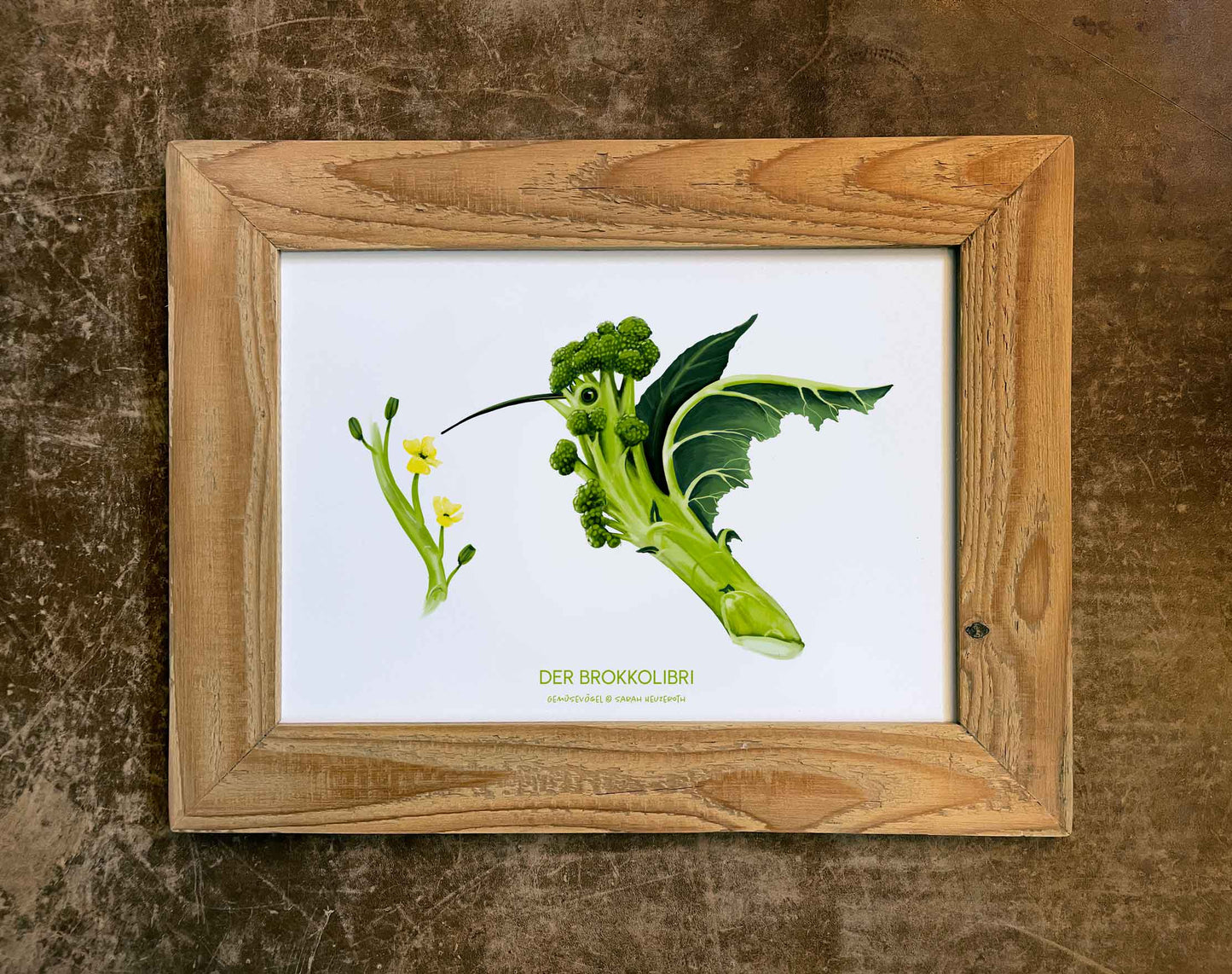 Gemüsevögel veggiebirds Kunstdruck / Poster in Din A4 Brokkolibri