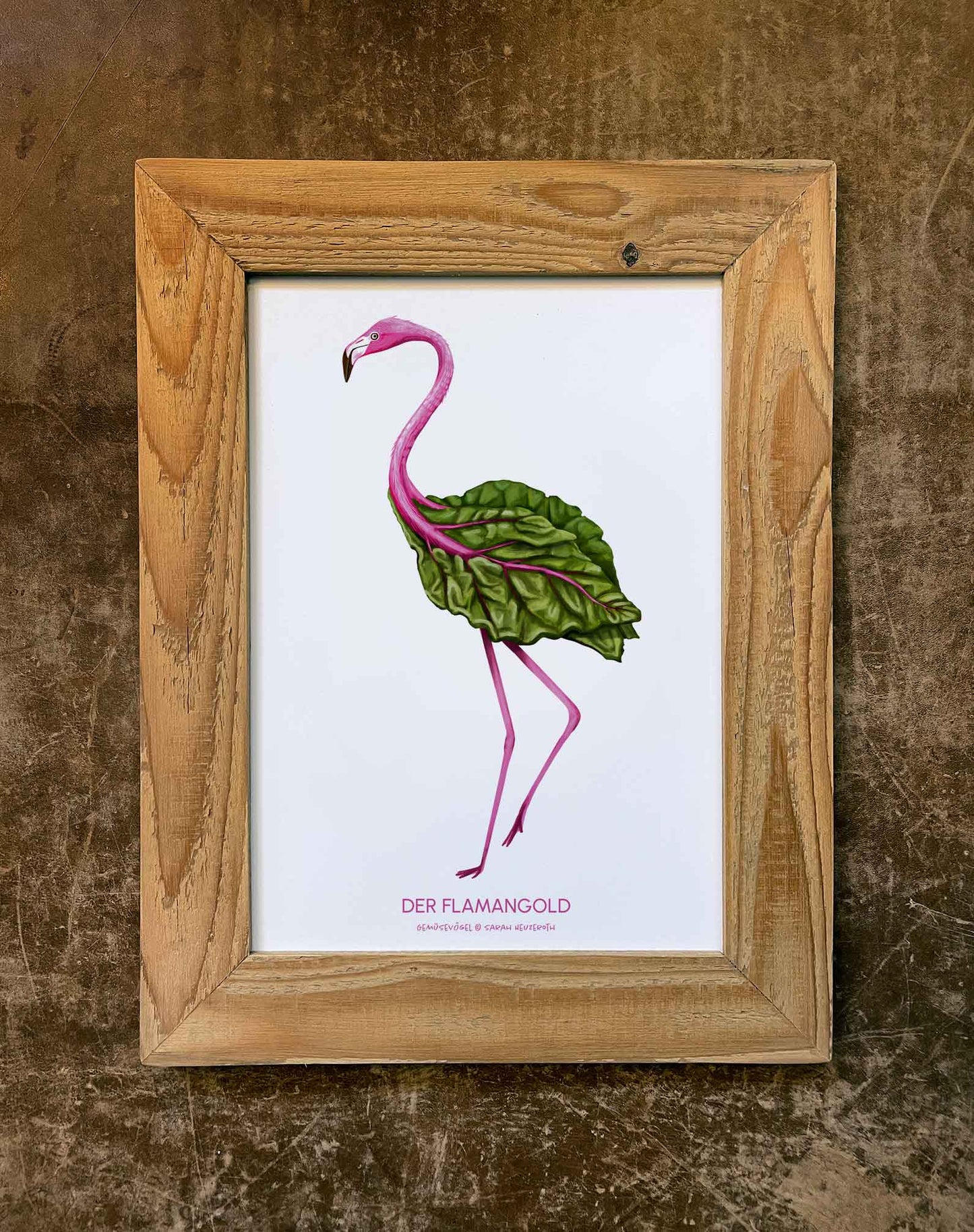 Gemüsevögel veggiebirds Kunstdruck / Poster in Din A4 Flamangold