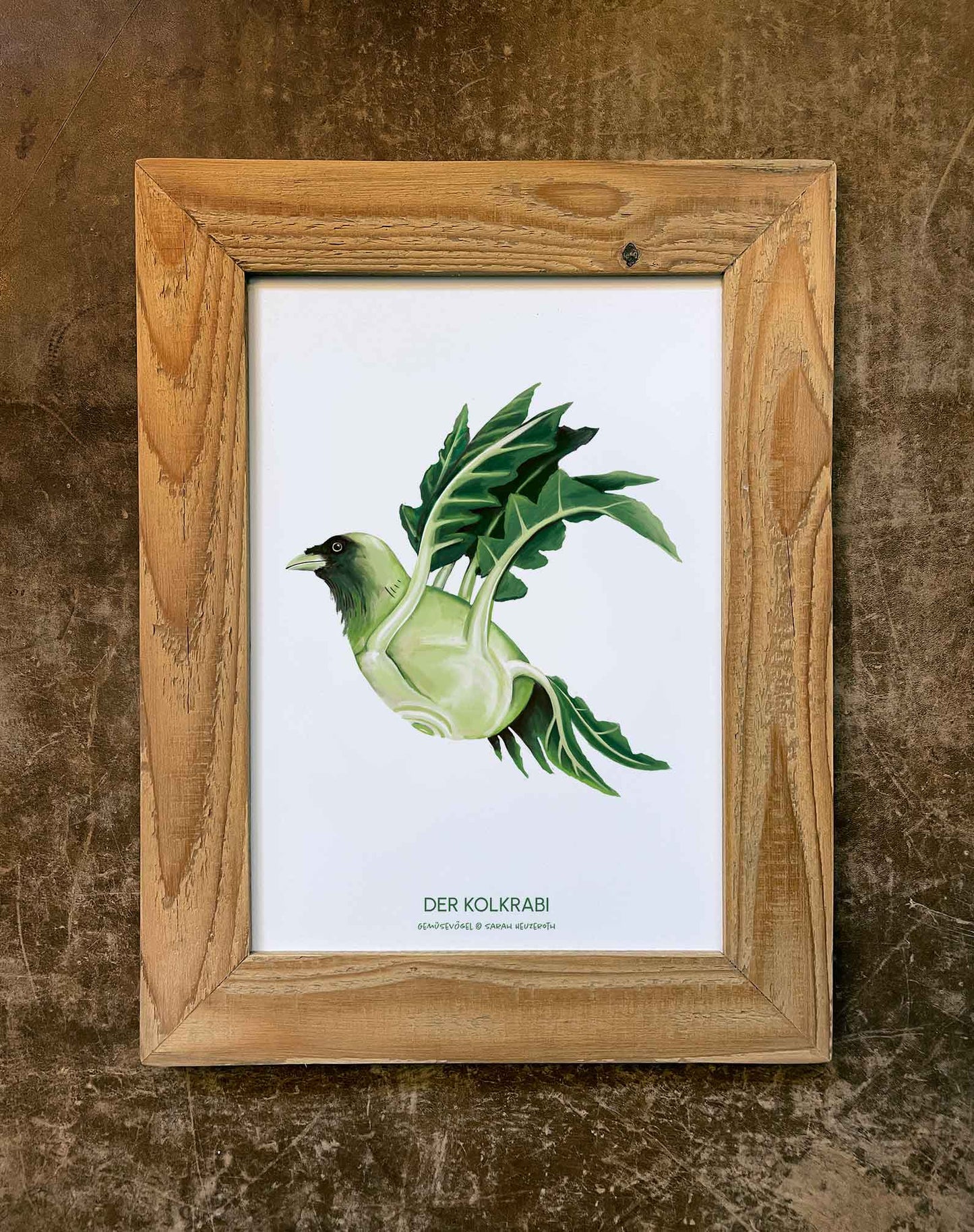 Gemüsevögel veggiebirds Kunstdruck / Poster in Din A4 Kolkrabi 