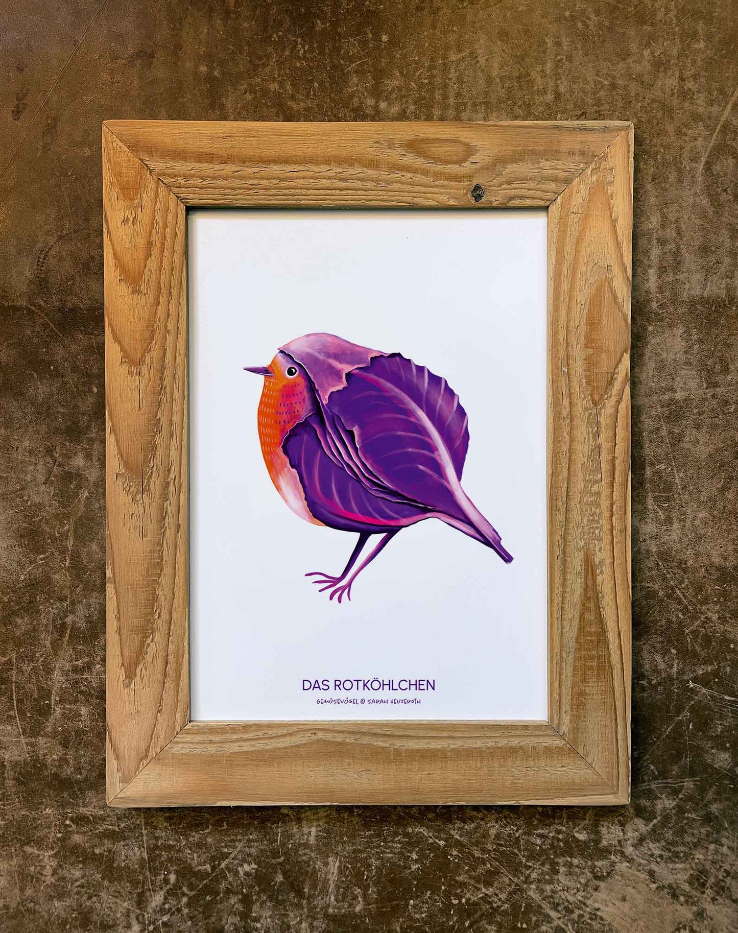 Gemüsevögel veggiebirds Kunstdruck / Poster in Din A4 Rotköhlchen