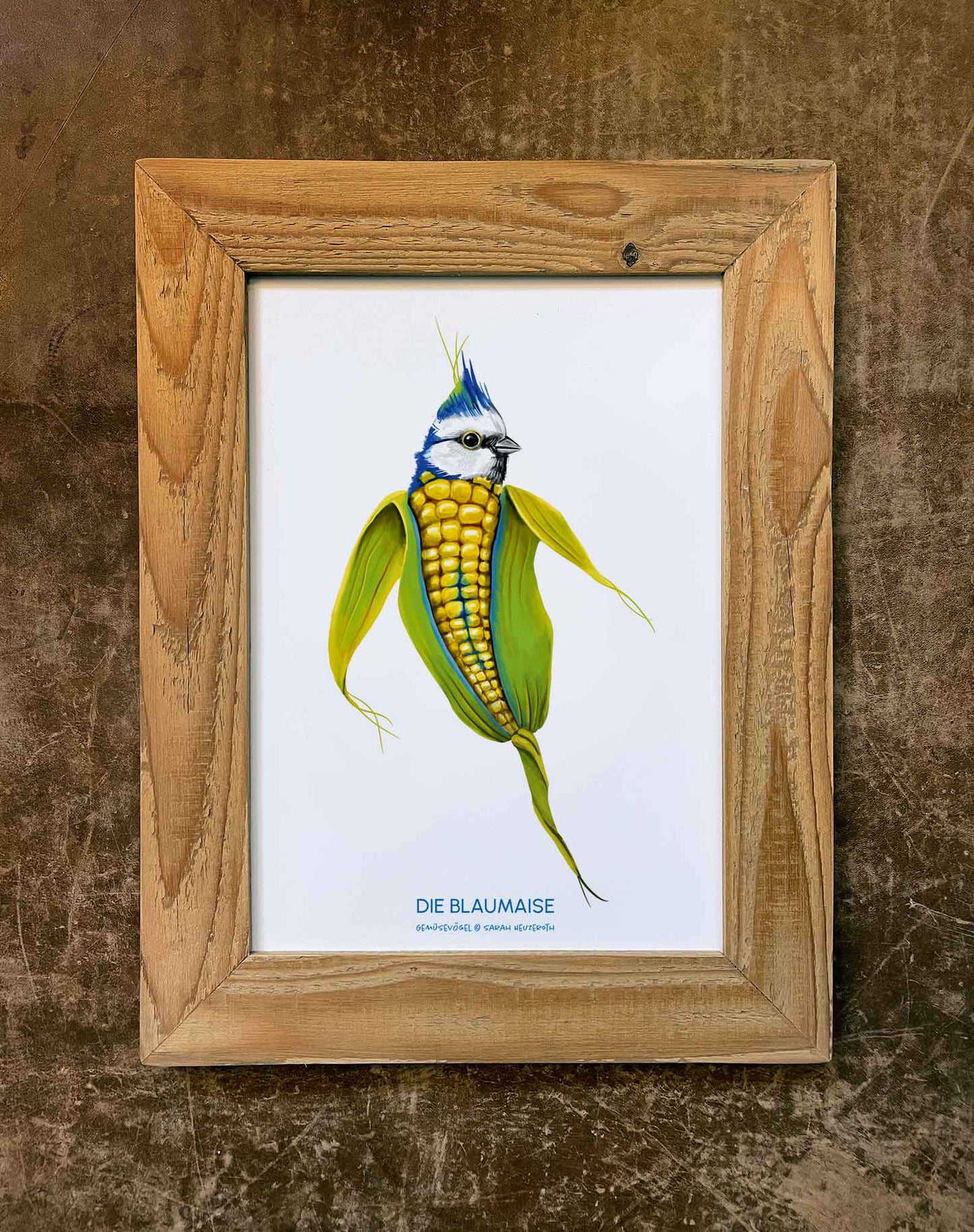 Gemüsevögel veggiebirds Kunstdruck / Poster in Din A4 Blaumaise