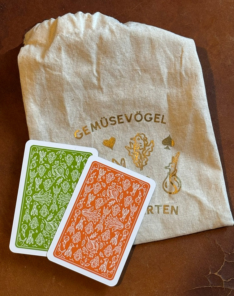 Gemüsevögel veggiebirds Spielkarten 110er (Rommé/Canasta) 55er rot grün