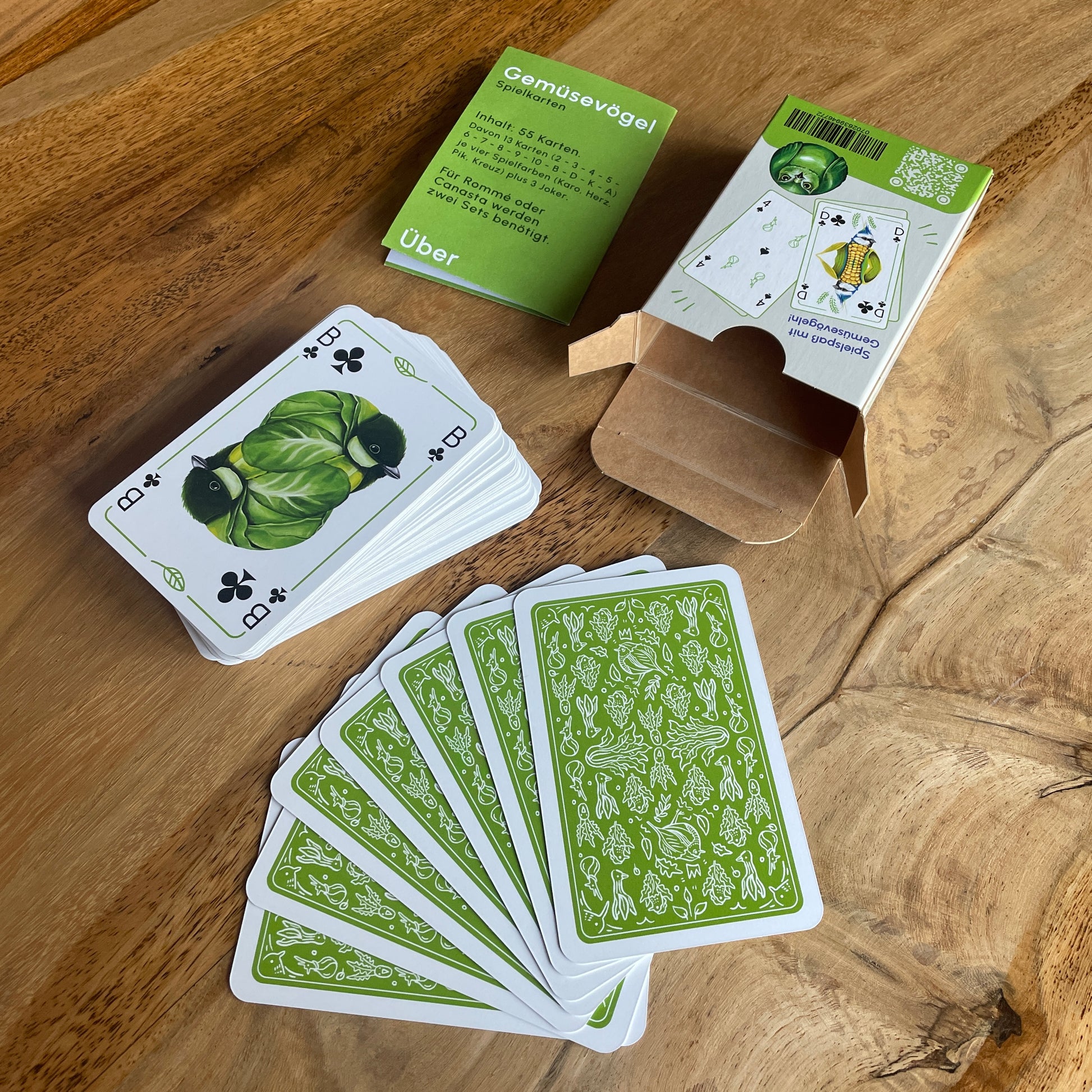 Gemüsevögel veggiebirds Spielkarten 55er Karten grüne Karten