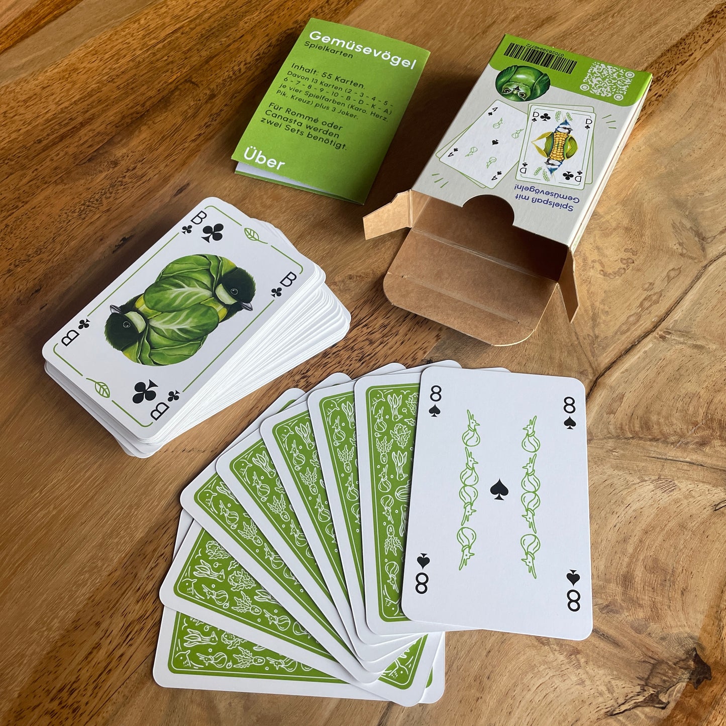 Gemüsevögel veggiebirds Spielkarten 55er komplett grün