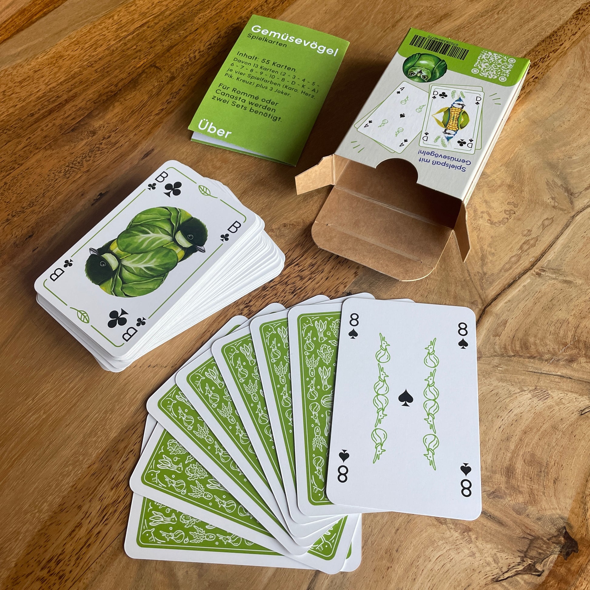 Gemüsevögel veggiebirds Spielkarten 55er komplett grün