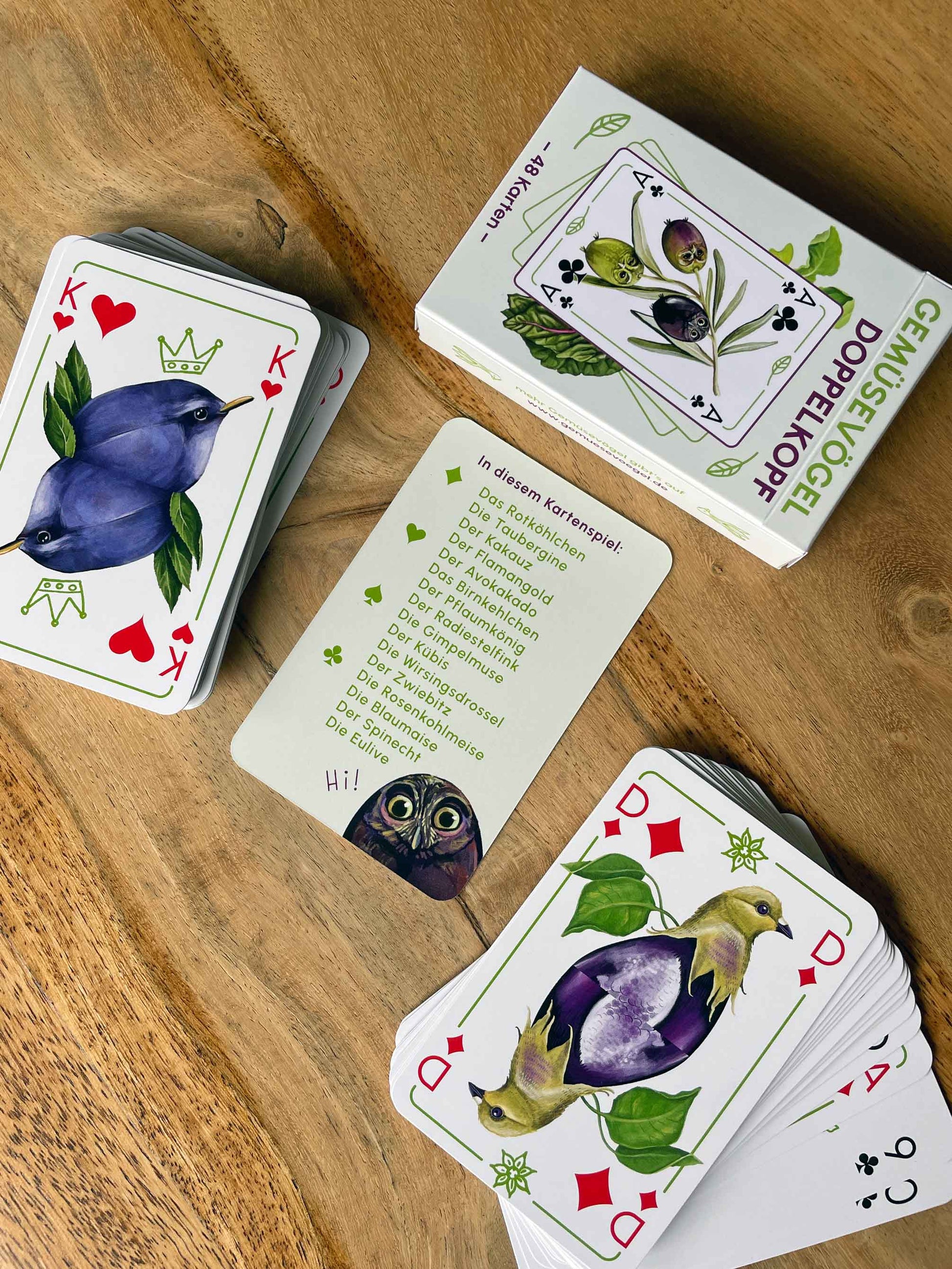 Gemüsevögel veggiebirds Spielkarten Doppelkopf