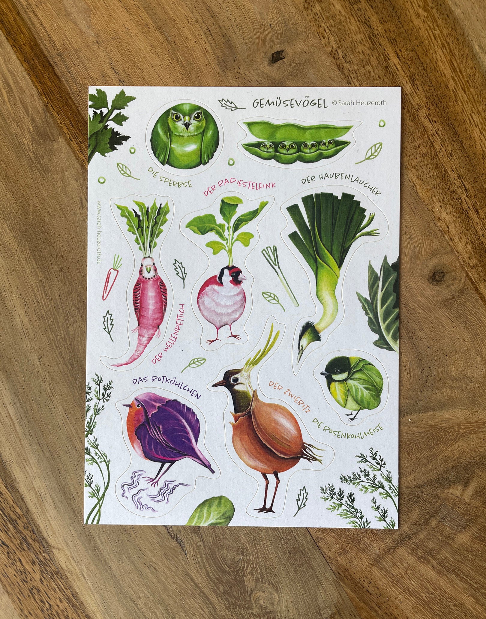 Gemüsevogel veggiebirds Stickerbogen DIN A6
