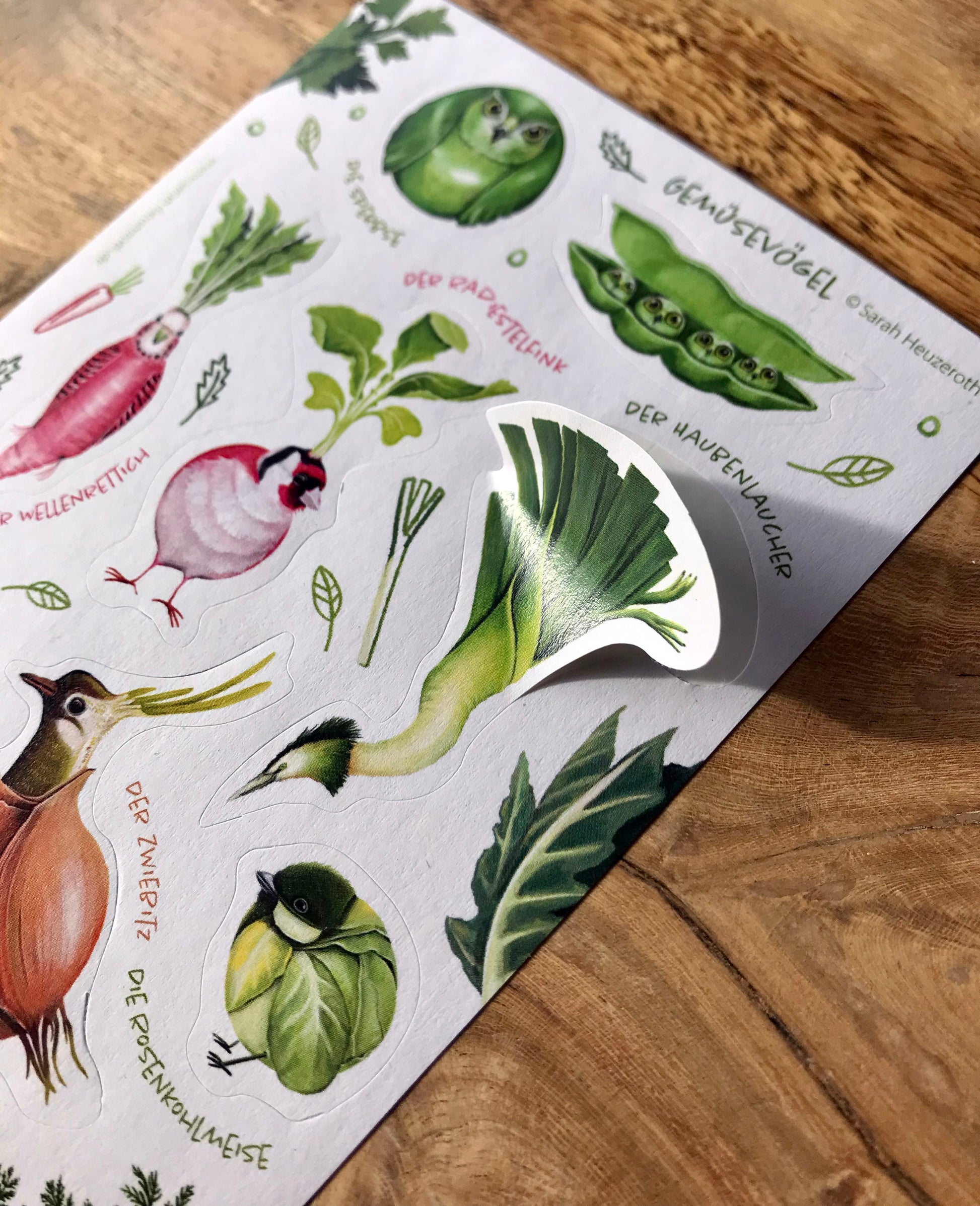 Gemüsevogel veggiebirds Stickerbogen DIN A6 Detail