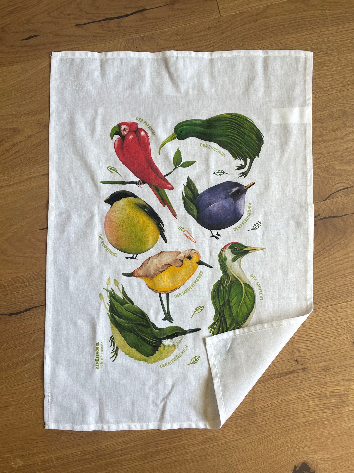 Geschirrtuch Gemüsevögel veggiebirds aus Bio-Baumwolle PA Collage