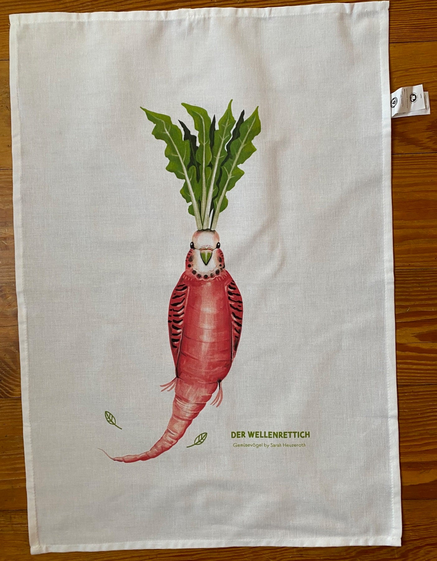 Geschirrtuch Gemüsevögel veggiebirds aus Bio-Baumwolle Wellenrettich