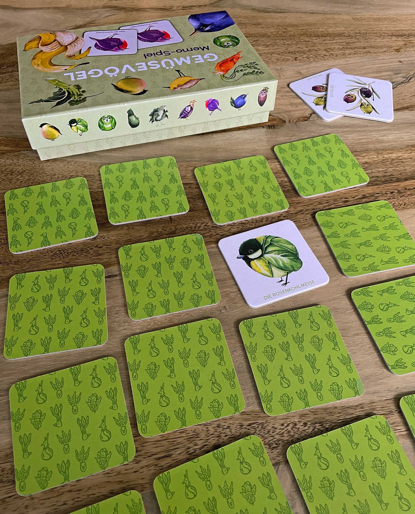 Memo Memory Spiel Gemüsevögel vegiebirds