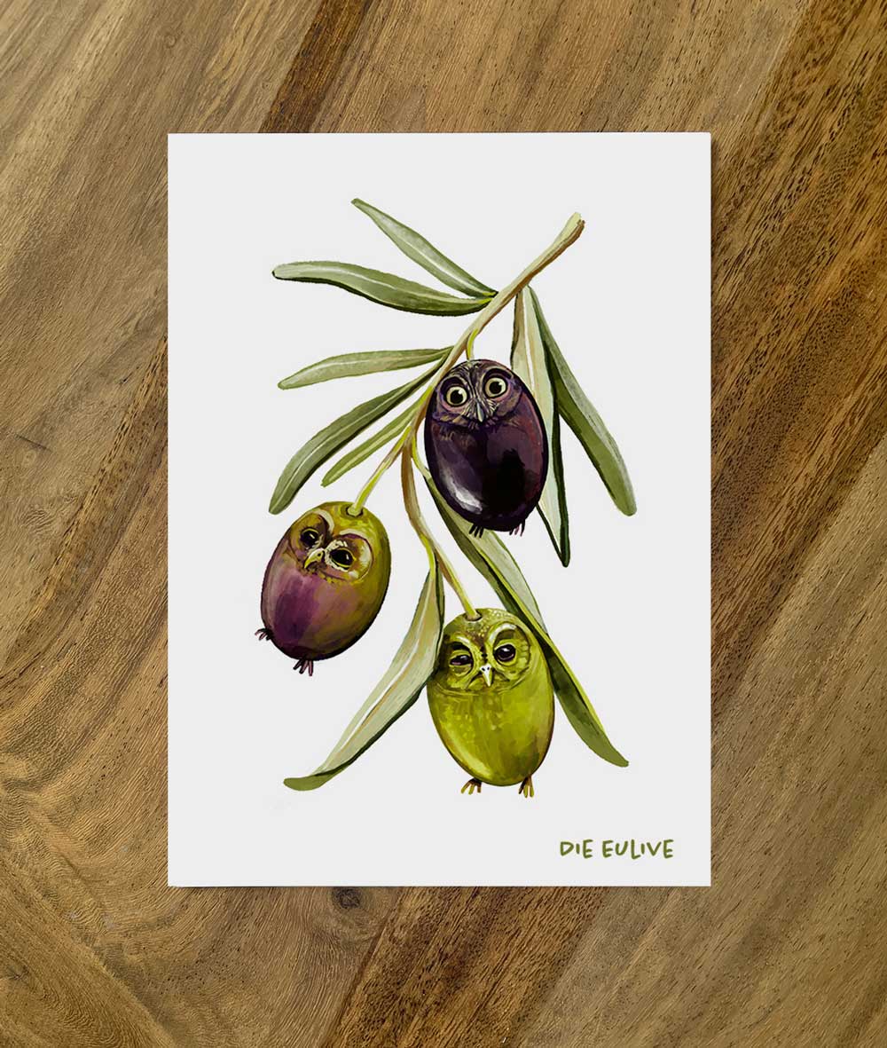 Postkarte Gemüsevögel