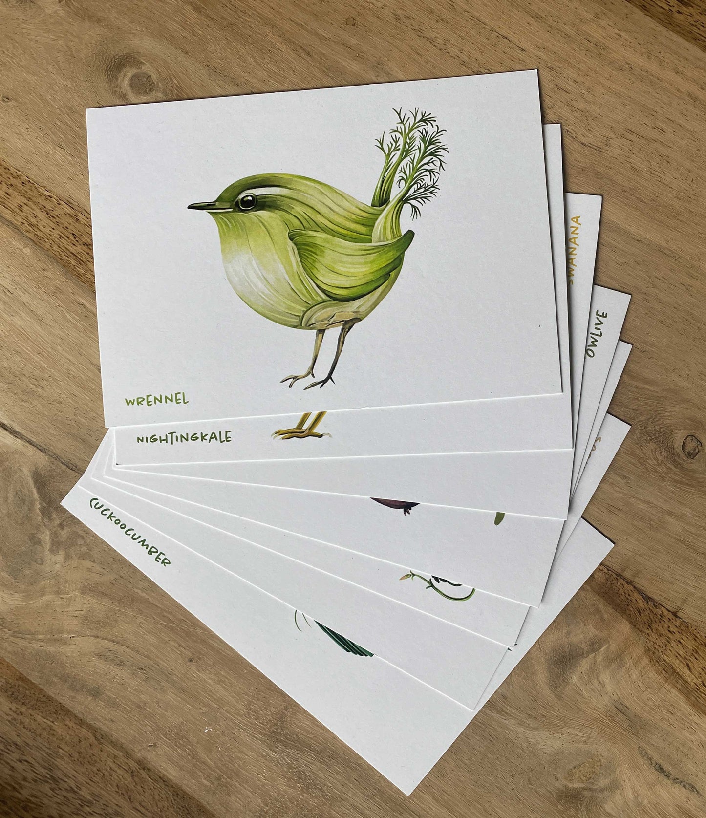 Englische Veggiebirds-Postkarten