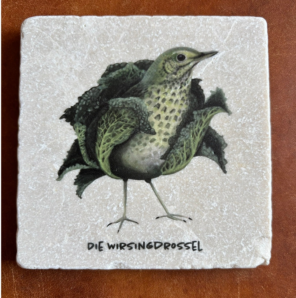 Gemüsevögel Fliesen-Untersetzer aus Naturstein